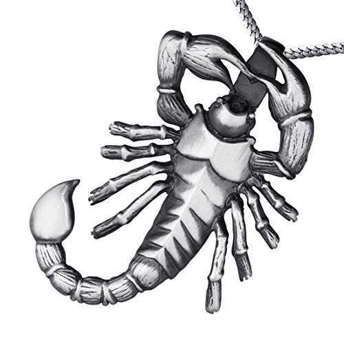 MATERIA by Matthias Wagner Herrenschmuck Kettenanhänger Herren Sternzeichen Skorpion 925 Silber Anhänger Männer schwarz mit Kette 70cm #KA-62-K16_70cm von MATERIA by Matthias Wagner
