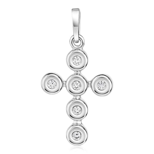 MATERIA 925 Silber Anhänger Kreuz mit Zirkonia - Kleiner Kettenanhänger ohne Kette für Damen Kinder inkl. Etui KA-118-ohne Kette von MATERIA by Matthias Wagner