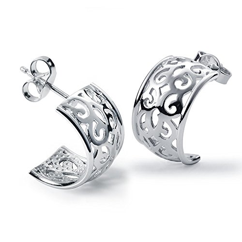 MATERIA 925 Silber Halbcreolen Creolen rhodiniert - Orientalische Ohrringe inkl. Box #SO-72 von MATERIA by Matthias Wagner