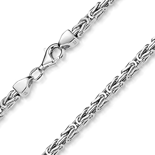 MATERIA 925 Silber Königskette Herren Halskette 3mm diamantiert rhodiniert 45 50 55 60 65 70 80cm + Schmuck Box #K56, Länge Halskette:50 cm von MATERIA by Matthias Wagner