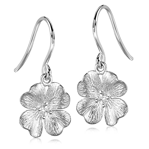 MATERIA 925 Silber Ohrhänger lang mit Kleeblatt Motiv - Damen Blumen Ohrringe Blatt silber hochglanz inkl. Schmuckbox #SO-115 von MATERIA by Matthias Wagner