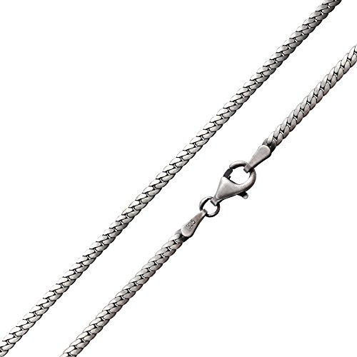 MATERIA 925 Silber Panzerkette Herren Damen - flache 45 cm Kette 2mm breit antik geschwärzt in Etui K16-45cm von MATERIA by Matthias Wagner