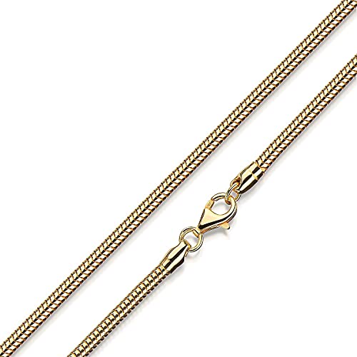 MATERIA 925 Silber Schlangenkette Gold - Damen Halskette Collier vergoldet 3mm in 40-80 cm + Box #K54, Länge Halskette:60 cm von MATERIA by Matthias Wagner