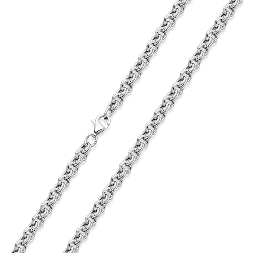 MATERIA 925 Silberkette Damen Herren breit - 60cm Zwillings Ankerkette Halskette 4mm rhodiniert in Etui K71-60 cm von MATERIA by Matthias Wagner