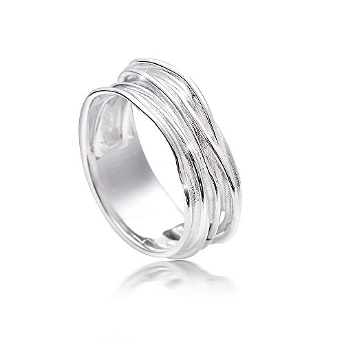 MATERIA Damen Wickel-Ringe 925 Sterling Silber rhodiniert deutsche Fertigung in Ring-Schachtel SR-92-49 (15.6mm Ø) von MATERIA by Matthias Wagner