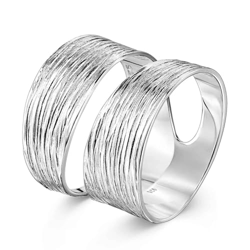 MATERIA 925 Sterling Silber Wickel Ring - Silber Band Ring breit mattiert inkl. Schmuckbox #SR-73, Ringgrößen:60 (19.1 mm Ø) von MATERIA by Matthias Wagner