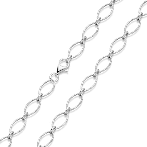 MATERIA Breite Ankerkette 925 Silber Halskette Frauen 50cm - 8mm Collier Kette Damen rhodiniert ziseliert 40-70cm in Etui K19-50 cm von MATERIA by Matthias Wagner