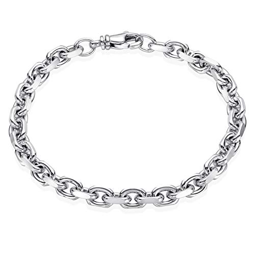 Materia Herren Armband Silber 925 6mm breit - Herrenarmband Ankerkette diamantiert rhodiniert SA-89-21cm von MATERIA by Matthias Wagner