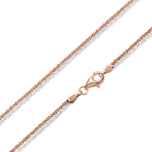 MATERIA Criss Cross Kette Damen Silber 925 bicolor - Collier Rosegold gedreht 42cm diamantiert in Schmuck Etui CO-34 von MATERIA by Matthias Wagner