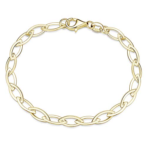 MATERIA Damen Armband gold - 925 Silber Ankerkette 5mm breit 19cm vergoldet SA-130-Gold von MATERIA by Matthias Wagner