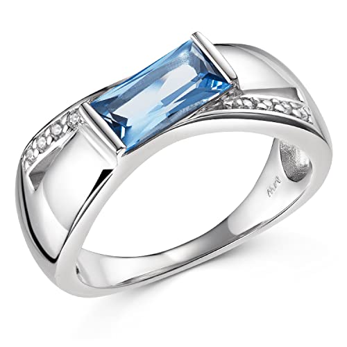 MATERIA Damen Bandring 925 Silber Zirkon blau groß breit rhodiniert in Ringbox #SR-156_B4, Ringgrößen:57 (18.1 mm Ø) von MATERIA by Matthias Wagner