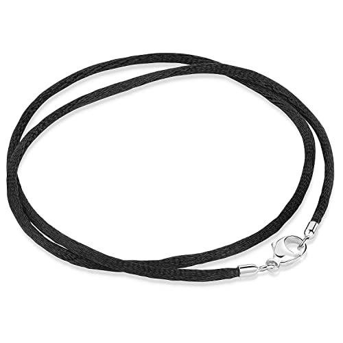 MATERIA Damen Halsband Samt schwarz Textil 2mm 925 Silber Karabiner 8 Längen #K26, Länge Halskette:70 cm von MATERIA by Matthias Wagner