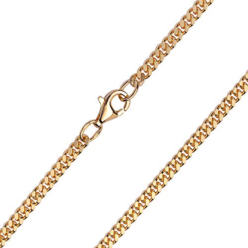 MATERIA Damen Herren Kette 333 Gold - massiv Goldkette Panzerkette 2,4mm flach 45 cm - Made in Germany #K99-45cm von MATERIA by Matthias Wagner