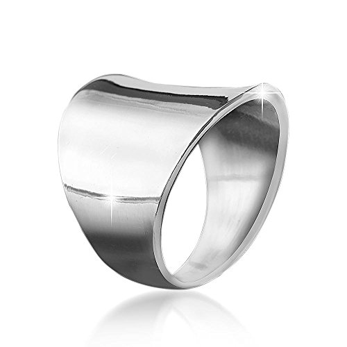 MATERIA Damen Herren Ring Gravur FINN - 925 Silber Ring groß breit 16 17 18 19 20 mm inkl. Ring Box #SR-33, Ringgrößen:51 (16.2 mm Ø) von MATERIA by Matthias Wagner