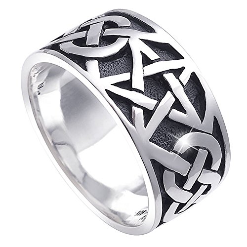 MATERIA Damen Herren Ring Pentagramm 925 Silber antik breit 7,2g keltisch #SR-112, Ringgrößen:54 (17.2 mm Ø) von MATERIA by Matthias Wagner
