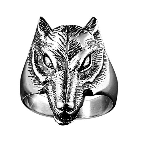 MATERIA Damen Herren Ring Wolf 925 Silber Ring massiv 10,9g / 17 18 19 20 21mm inkl. Ring Box #SR-30, Ringgrößen:65 (20.7 mm Ø) von MATERIA by Matthias Wagner