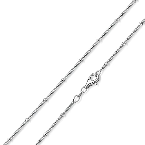 MATERIA Damen Kugel Schlangenkette Silber 925 Halskette 1mm rhodiniert in 6 Längen + Box #K66, Länge Halskette:40 cm von MATERIA by Matthias Wagner