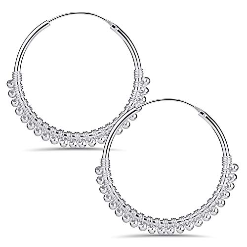 MATERIA Damen Ohrringe Creolen mit Anhänger Perlen Kugel - 925 Silber Ohrschmuck orientalisch 20mm SO-419 von MATERIA by Matthias Wagner