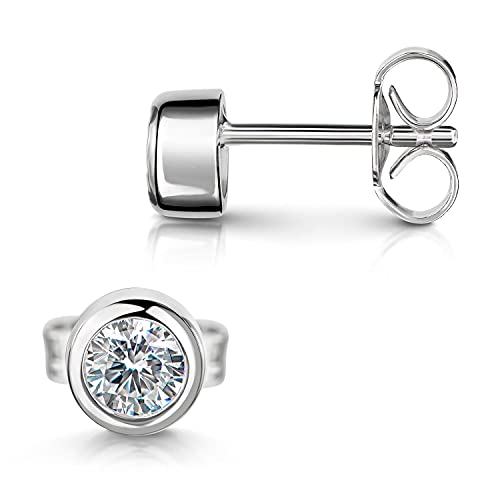 MATERIA Damen Ohrstecker 925 Sterlingsilber Zirkonia Solitär Ø6mm rhodiniert inkl. Box #SO-199 von MATERIA by Matthias Wagner