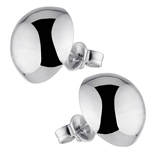 MATERIA Damen Ohrstecker rund groß 925 Silber Ohrringe Stecker Halbkugel rhodiniert mit Schmuck-Box 12mm #SO-88-12mm von MATERIA by Matthias Wagner
