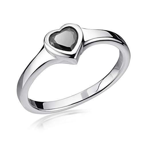 MATERIA Damen Ring Herz Silber 925 schwarz - Silberring Cocktailring Verlobung Liebe 16,5mm mit Ringetui SR-167-52 von MATERIA by Matthias Wagner