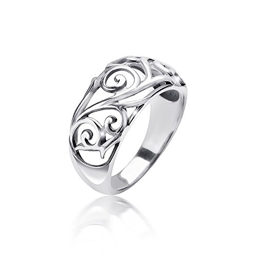 MATERIA Damen Ring floral 925 Sterling Silber antik breit massiv 4,7g deutsche Fertigung #SR-107, Ringgrößen:54 (17.2 mm Ø) von MATERIA by Matthias Wagner