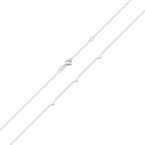 MATERIA Damen Silber-Kette 925 mit runden Plättchen - Halskette für Frauen Teenager 42-45cm verstellbar in Etui CO-25 von MATERIA by Matthias Wagner