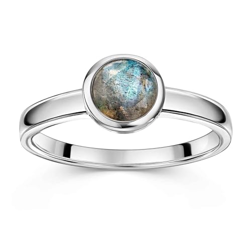 MATERIA Edelstein Ring Silber 925 - Labradorit facettiert für Damen SR-75_60 von MATERIA by Matthias Wagner