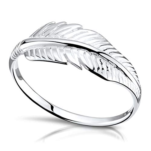 MATERIA Feder Ringe Damen Silber 925 - Silberring Natur Blatt Federn filigran 18,8mm in Ring-Box SR-160-59 von MATERIA by Matthias Wagner