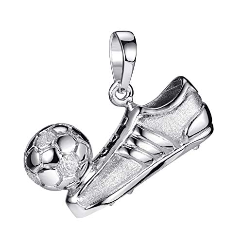 Materia Fussball Anhänger Herren Jungen - 925 Silber Kettenanhänger Schuh mit Ball KA-70-Silber von MATERIA by Matthias Wagner