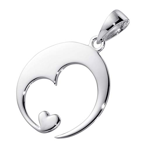 MATERIA Gravur Anhänger Herz gravierbar - 925 Sterling Silber Herzkette für Damen mit Geschenk-Box KA-16-ohne Gravur von MATERIA by Matthias Wagner