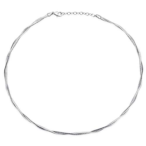 MATERIA Halskette Frauen Halsreif Silber 925 - Damen Collier Tonda Kette 2-Strang 42-46cm rhodiniert in Collieretui CO-28 von MATERIA by Matthias Wagner