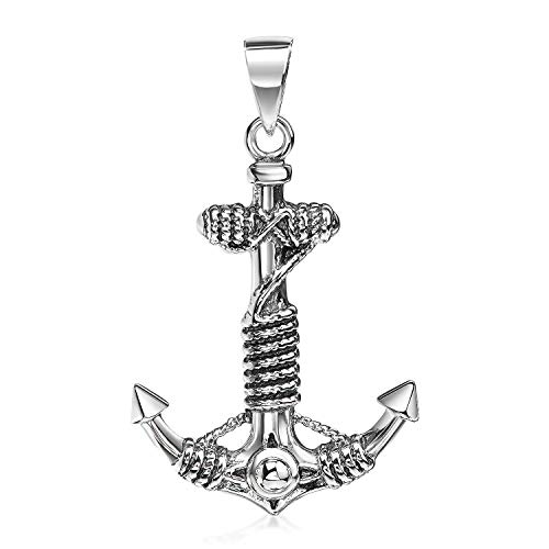 MATERIA Herren Kettenanhänger Anker - 925 Sterling-Silber Herrenschmuck schwarz antik oxidiert 23x38mm KA-285 von MATERIA by Matthias Wagner