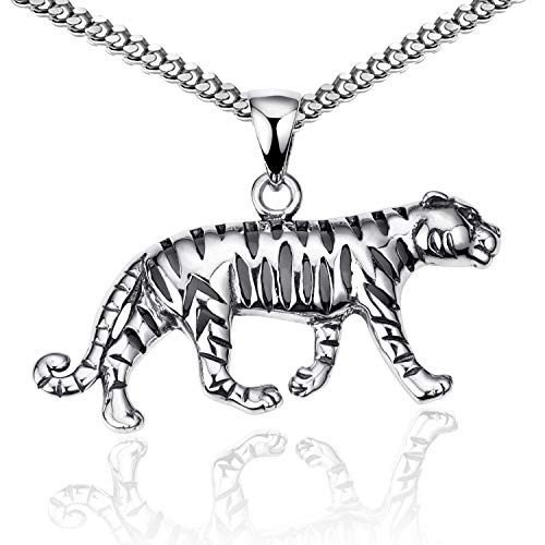 MATERIA Herren Kettenanhänger Tiger aus 925 Sterling Silber geschwärzt mit Halskette in Etui KA-57-K27-45 cm von MATERIA by Matthias Wagner