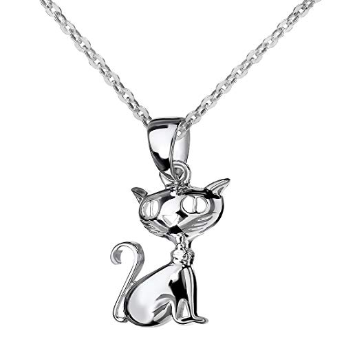 MATERIA Kettenanhänger Katze Silber 925 Damen - Kette Anhänger Tiere rhodiniert in Schmuck Box KA-18-K97-40 von MATERIA by Matthias Wagner