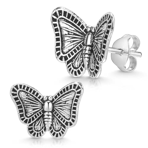 MATERIA Kinder Ohrstecker Schmetterling 925 Sterling silber antik klein #SO-146 von MATERIA by Matthias Wagner