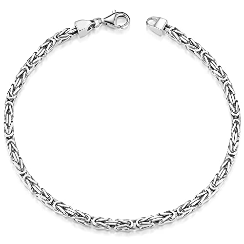 MATERIA Königskette 925 Silber Herren Armband 3mm diamantiert rhodiniert deutsche Fertigung #SA-36, Länge:18 cm von MATERIA by Matthias Wagner