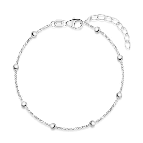 MATERIA Kugel Armband Damen Silber 925 - feine Armkette Sterlingsilber SA-88-Silber von MATERIA by Matthias Wagner