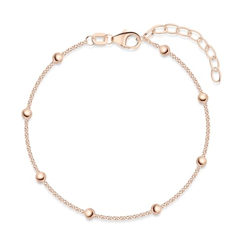 MATERIA Kugel Armband rosegold Damen - Silber 925 rose vergoldet Armkette SA-88-Rosegold von MATERIA by Matthias Wagner