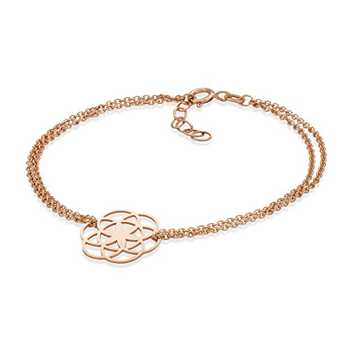 Materia Lebensblume Armband rosegold 925 Silber Armkette Damen vergoldet SA-74-Rose von MATERIA by Matthias Wagner