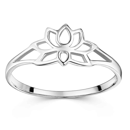 MATERIA Lotus Silber Ring Damen - Lotusblüte 925 Sterlingsilber SR-57-57 von MATERIA by Matthias Wagner