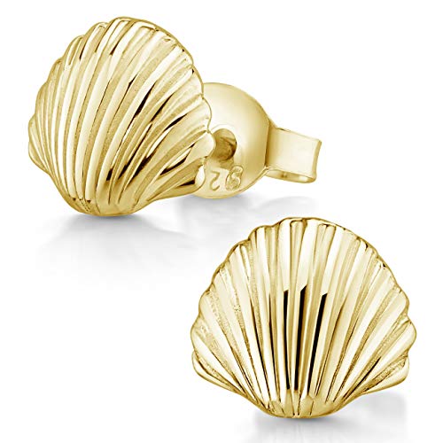 MATERIA Muschel Ohrringe Gold - goldene Stecker Damen klein vergoldet Modeschmuck SO-415-Gold von MATERIA by Matthias Wagner