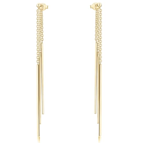 MATERIA Ohrhänger gold lang Damen Ohrstecker - Silber 925 vergoldet Pendel Ohrringe hängend SO-40-Gold von MATERIA by Matthias Wagner