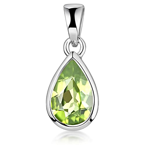 MATERIA Peridot Anhänger Silber 925 - Edelstein Schmuck grün oval rhodiniert KA-274-G_ohne Kette von MATERIA by Matthias Wagner