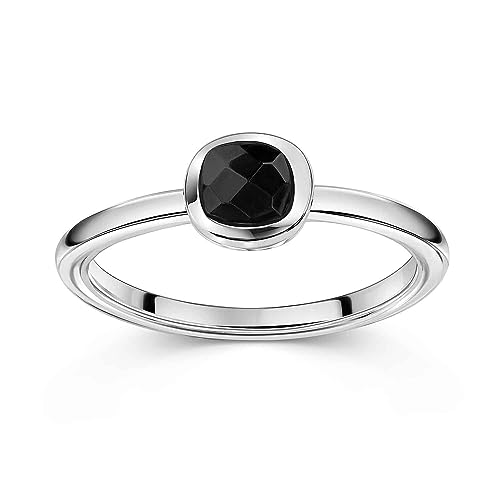 MATERIA Quadratischer Edelstein Ring Silber 925 - Damen Silberring Onyx SR-12_60 von MATERIA by Matthias Wagner