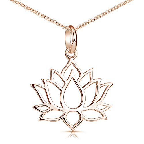 MATERIA Rosegold Anhänger Lotusblume mit Kette - 925 Silber rose vergoldet für Damen KA-69-Rose_K53-60 cm von MATERIA by Matthias Wagner