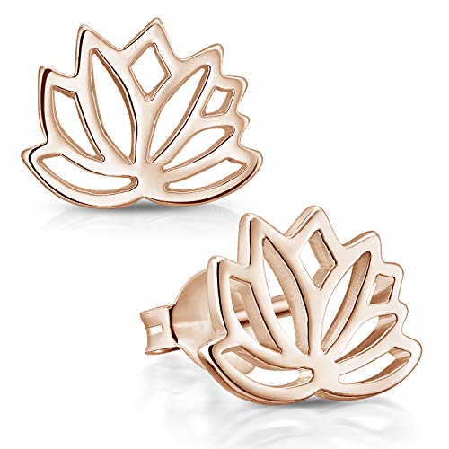 MATERIA Rosegold Ohrringe Lotus Schmuck - Damen Ohrstecker Silber 925 vergoldet SO-208-Rose von MATERIA by Matthias Wagner