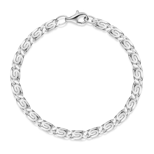 MATERIA S-Panzerkette Herren Armband Silber 925 - Männer Armkette 5mm rhodiniert diamantiert Herrenschmuck in Box SA-126-21cm von MATERIA by Matthias Wagner