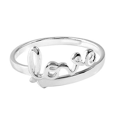 MATERIA Schmuck 925 Silber Ring Love/Liebe Schriftzug - Damen Ring silber hochglanz Gr. 52-60 / Größe verstellbar inkl. Box #SR-43 von MATERIA by Matthias Wagner