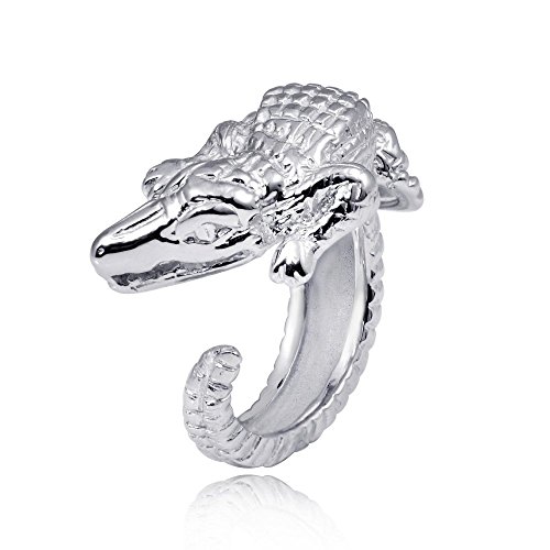 MATERIA Schmuck Ring Krokodil GILA - 925 Silber Ring Damen Echse Tier 16 17 18 19 20 mm Größe verstellbar #SR-81, Ringgrößen:57 (18.1 mm Ø) von MATERIA by Matthias Wagner